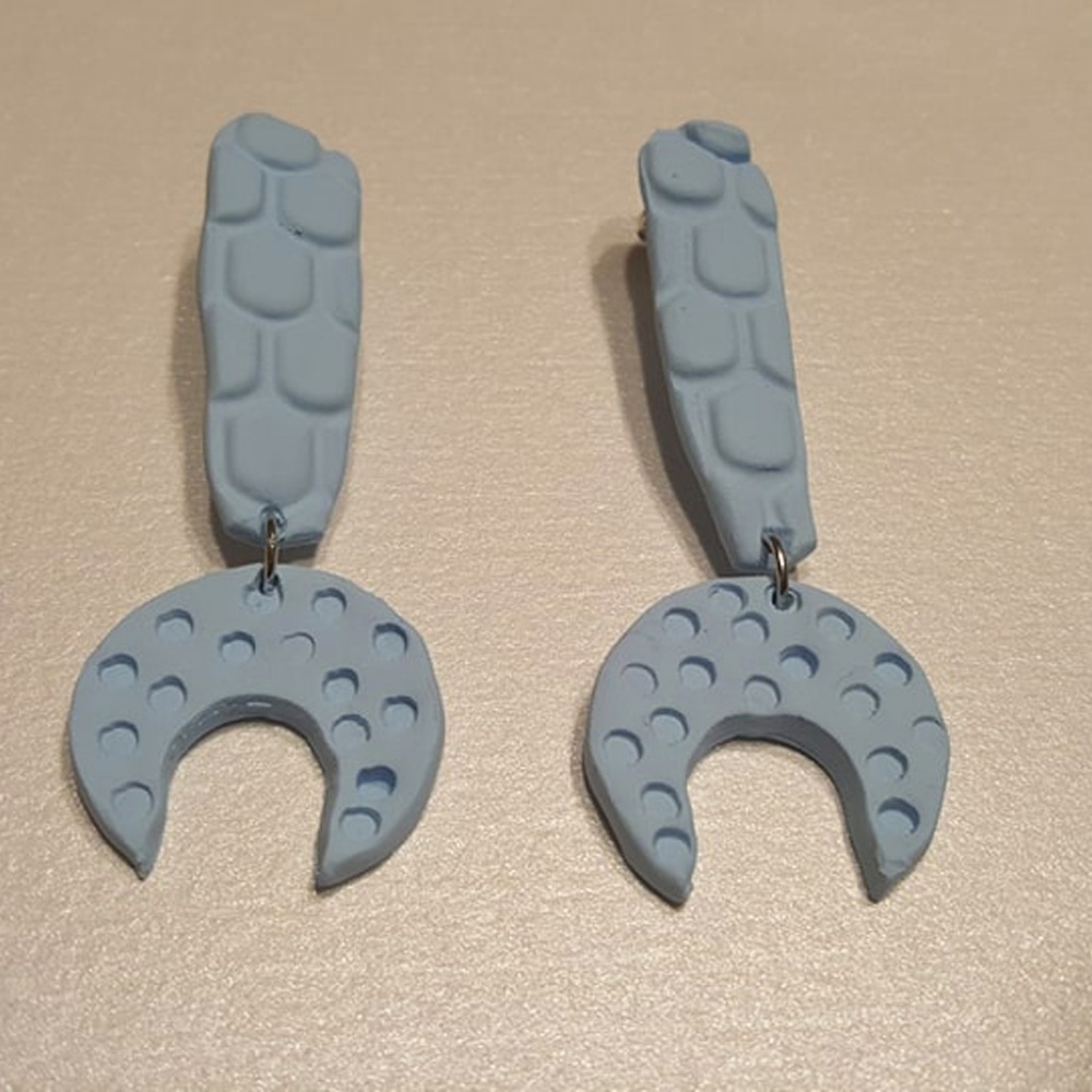 Crescent shape earrings Polymer clay Hipster